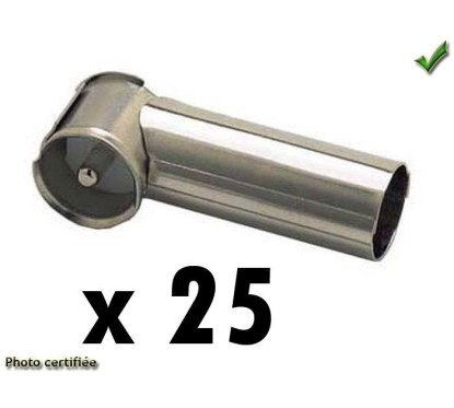ADAPTATEUR D ANTENNE COUDE DIN FEMELLE ISO MALE PACK DE 25 VRAC