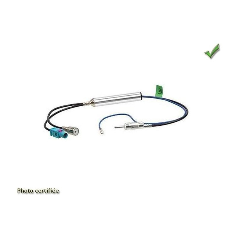 ADAPTATEUR D ANTENNE DOUBLE 1 FAKRA 1 ISO AUDI A3 05/2003-2007 VERS DIN