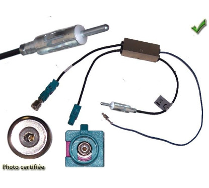 ADAPTATEUR D ANTENNE DOUBLE 1 FAKRA 1 ISO AUDI VERS DIN