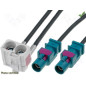 ADAPTATEUR D ANTENNE DOUBLE FAKRA FEMELLE COUDE VERS 2 FAKRA MALE