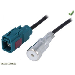 ADAPTATEUR D ANTENNE FAKRA FEMELLE ISO FEMELLE AVEC CABLE 20CM