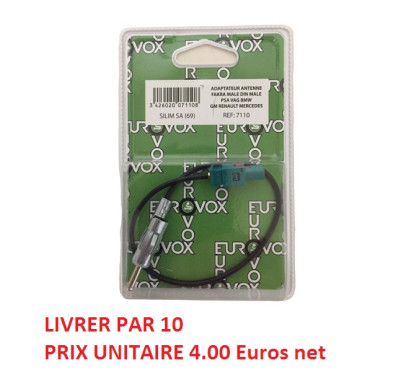 ADAPTATEUR D ANTENNE FAKRA MALE DIN MALE CITROEN BLISTER (PRIX PAR 10 PIECES MINIMUM)