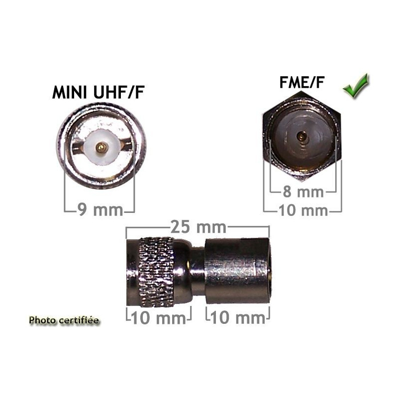 ADAPTATEUR D ANTENNE GSM FME/F - MINI UHF/F MOTOROLA (PACK DE 5)