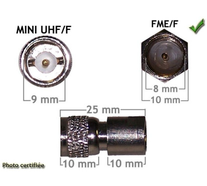 ADAPTATEUR D ANTENNE GSM FME/F - MINI UHF/F MOTOROLA (PACK DE 5)