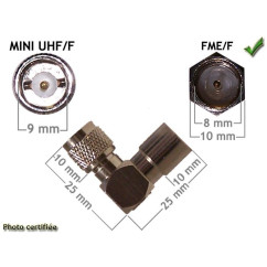 ADAPTATEUR D ANTENNE GSM FME/F - MINI UHF/F MOTOROLA COUDE (PACK DE 5)