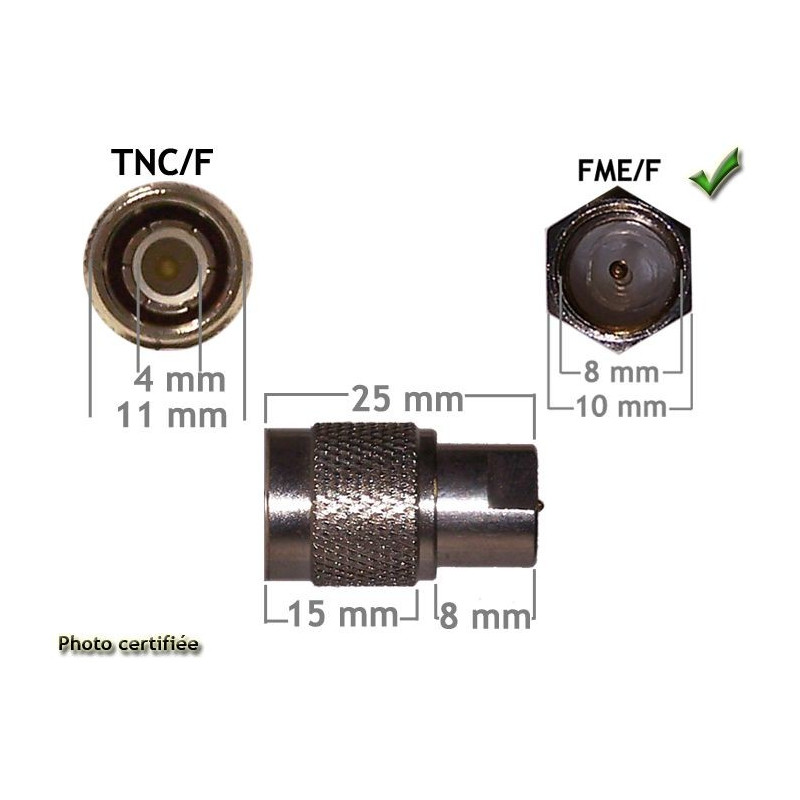 ADAPTATEUR D ANTENNE GSM FME/F - TNC/F (PACK DE 5)