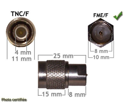 ADAPTATEUR D ANTENNE GSM FME/F - TNC/F (PACK DE 5)