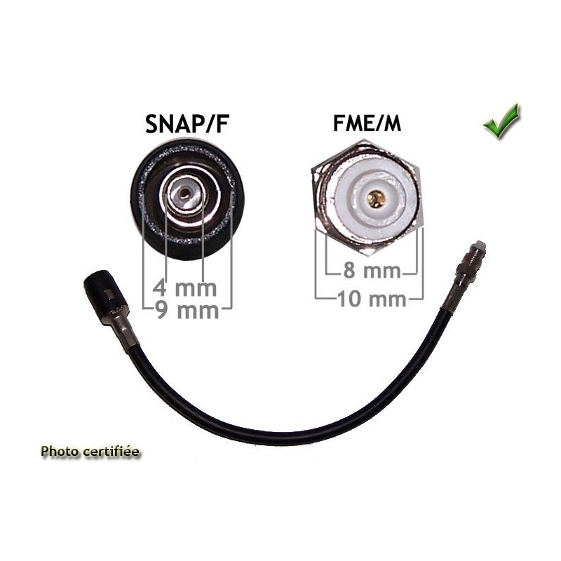 ADAPTATEUR D ANTENNE GSM FME/M - SNAP/F POUR RENAULT