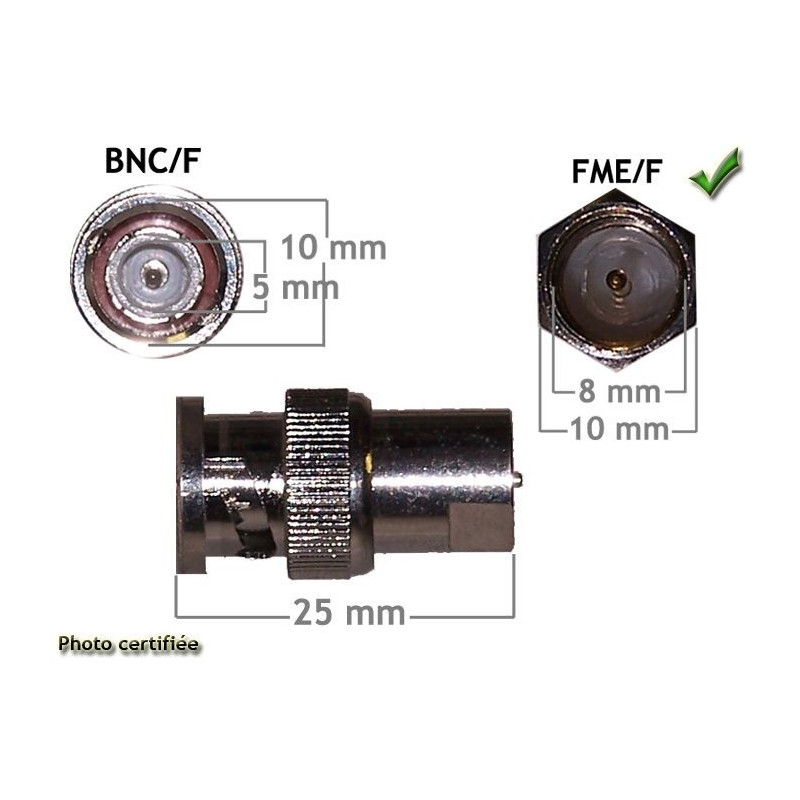 ADAPTATEUR D ANTENNE GSM/GPS FME/F - BNC/F (PACK DE 5)