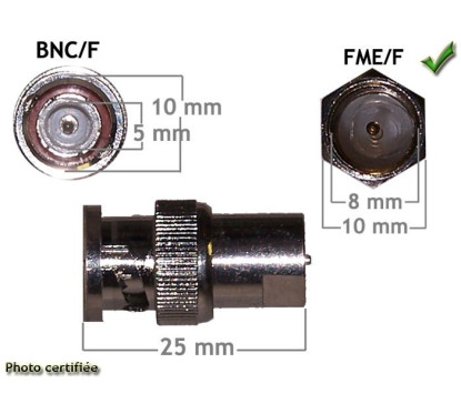 ADAPTATEUR D ANTENNE GSM/GPS FME/F - BNC/F (PACK DE 5)