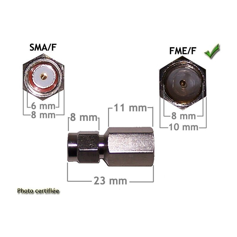 ADAPTATEUR D ANTENNE GSM/GPS FME/F - SMA/F (UNITE)