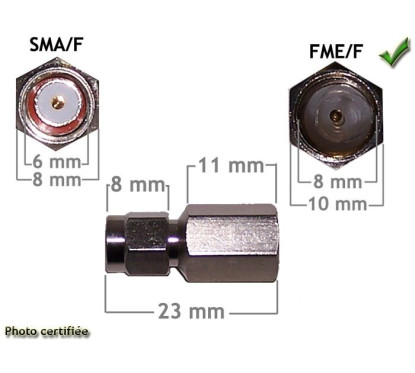 ADAPTATEUR D ANTENNE GSM/GPS FME/F - SMA/F (UNITE)