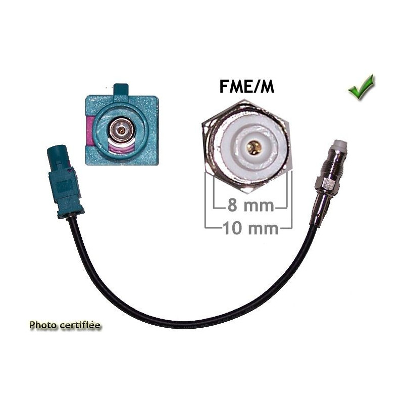 ADAPTATEUR D ANTENNE GSM/GPS FME/M - FAKRA/M POUR BMW VOLKSWAGEN
