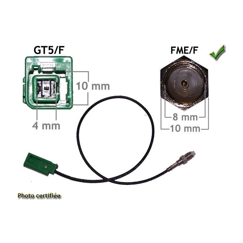 ADAPTATEUR D ANTENNE GSM/GPS FME/M - GT5/F POUR ALFA PSA VOLVO