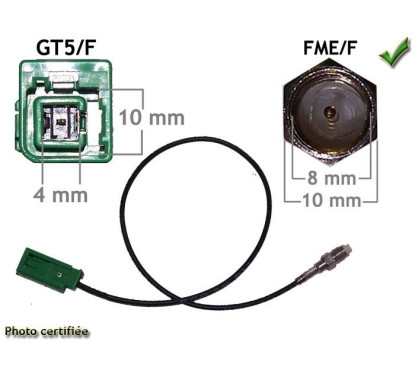 ADAPTATEUR D ANTENNE GSM/GPS FME/M - GT5/F POUR ALFA PSA VOLVO