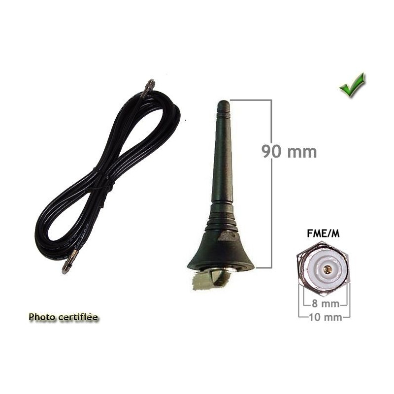 ANTENNE GSM TOIT FIXE 95MM 900/1800MHZ FME ODB LONG 5 M