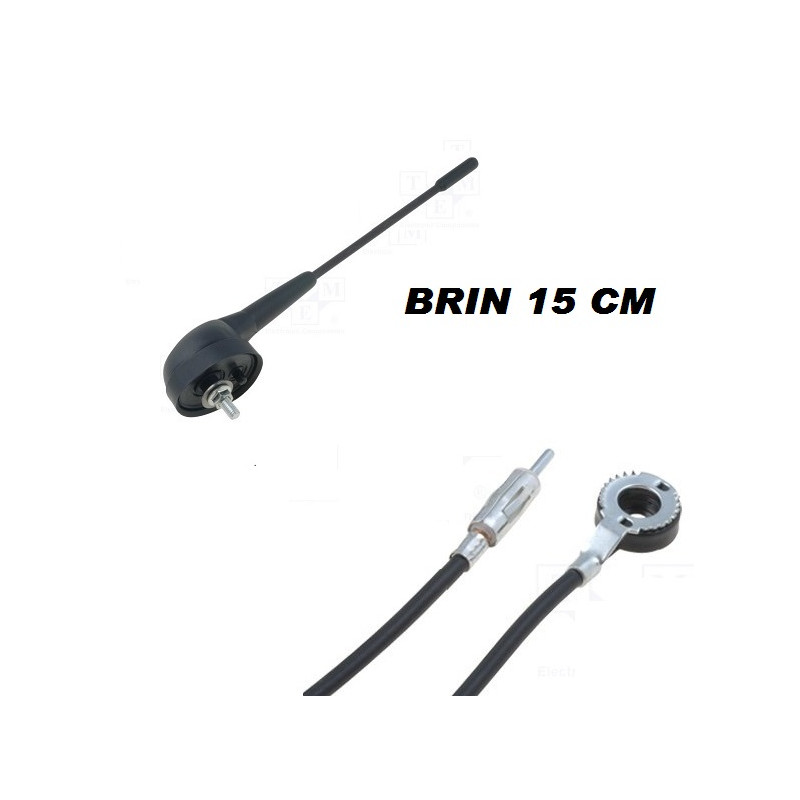 ANTENNE TOIT FIBRE BRIN COURT 14CM AVEC CABLE 2.5M