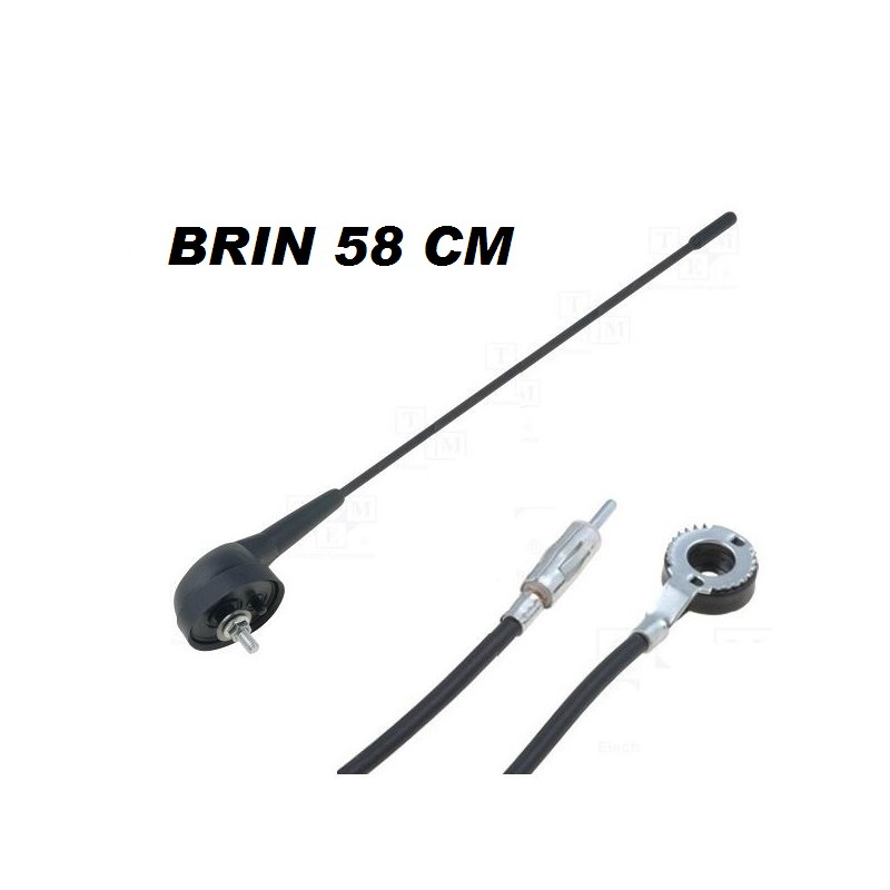 ANTENNE TOIT FIBRE BRINS NOIR 58 CM AVEC CABLE