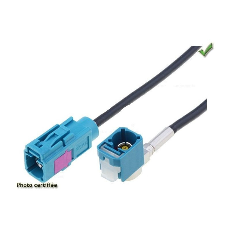 CABLE ANTENNE FAKRA FEMELLE / FEMELLE 90° 2 METRES