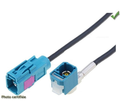 CABLE ANTENNE FAKRA FEMELLE / FEMELLE 90° 2 METRES