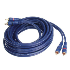 CABLE SIGNAL RCA 5.00 M MALE MALE BLEU AVEC FIL ACTIVATION AMPLI