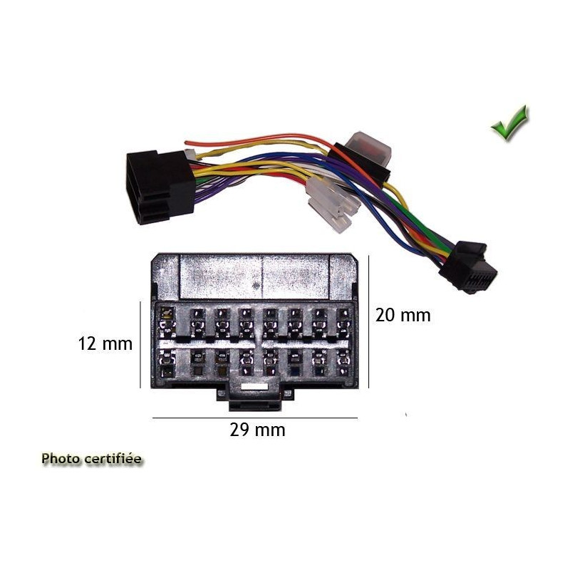 CABLE SPECIFIQUE AUTORADIO ISO PANASONIC 16PINS 29X12MM CQRD CQDFX