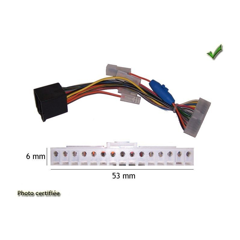 CABLE SPECIFIQUE AUTORADIO ISO PIONEER 15PINS 53X6MM KEHP MEHP KEXP