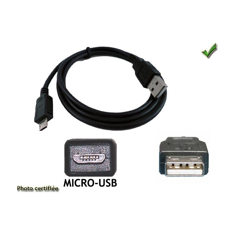 CABLE USB MALE - PRISE MICRO USB MALE