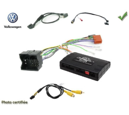 CDE AU VOLANT POUR VOLKSWAGEN TRANSPORTER 2010-2015 AVEC INFODAPTER ECRAN FOND BLANC