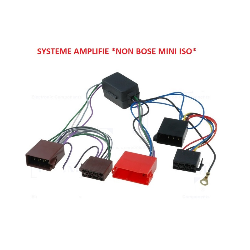 FAISCEAU AUTORADIO ISO 4X40W AUDI A3 1998-04/2003 SYSTEME AMPLIFIE NON BOSE MINI ISO