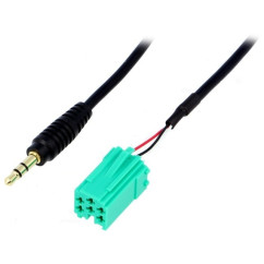 FAISCEAU ENTREE AUX JACK3.5 AUTORADIO RENAULT MEGANE2 2005-2008 UPDATE LIST MINI-ISO VERT