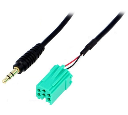 FAISCEAU ENTREE AUX JACK3.5 AUTORADIO RENAULT MEGANE2 2005-2008 UPDATE LIST MINI-ISO VERT