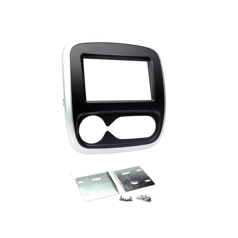 KIT 2 DIN RENAULT TRAFIC 2019-  NOIR CONTOUR ARGENT AVEC CLIMATION AUTOMATIQUE