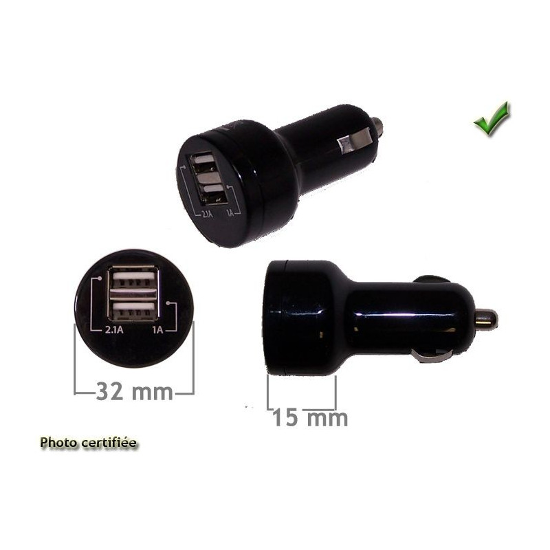 Chargeur double USB 12-24V allume-cigare