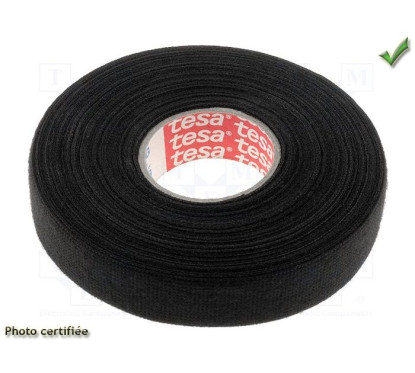 RUBANS ADHESIFS TISSUS SOYEUX X8 ROULEAUX NOIR 19MM X25M