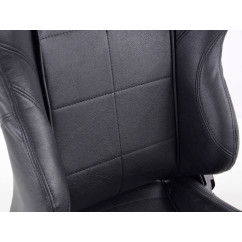 Sièges sport FK Set de sièges auto demi-coque SCE-Sportive 1 cuir synthétique noir 