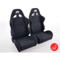 Sièges sport FK Ensemble de sièges auto demi-coque Tissu Super-Sport noir avec siège chauffant 