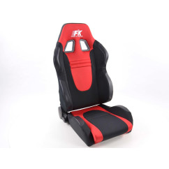 Sièges sport FK demi-sièges baquets Set Racecar tissu noir / rouge 