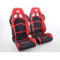 Sièges sport FK Set de sièges auto demi-coque tissu Cyberstar noir / rouge