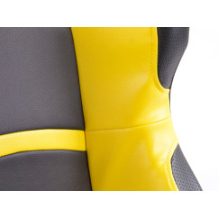 Sièges sport FK Sièges demi-coque auto Set Cyberstar cuir synthétique noir / jaune 