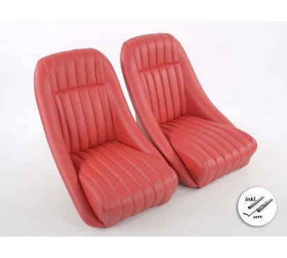 FK Oldtimersitze Ensemble de sièges baquets pour voiture Montgomery au look rétro rouge