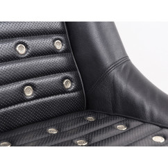 FK Oldtimersitze Sièges baquets complets pour voiture Set Classic 1 en cuir synthétique noir avec appuie-tête avec rails de roul