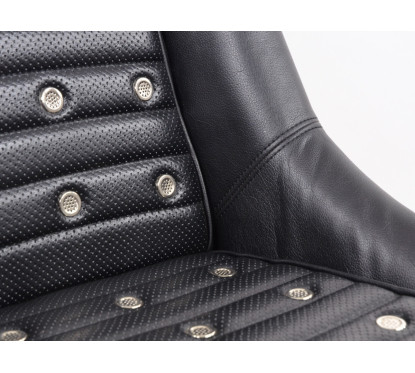FK Oldtimersitze Sièges baquets complets pour voiture Set Classic 1 en cuir synthétique noir avec appuie-tête avec rails de roul