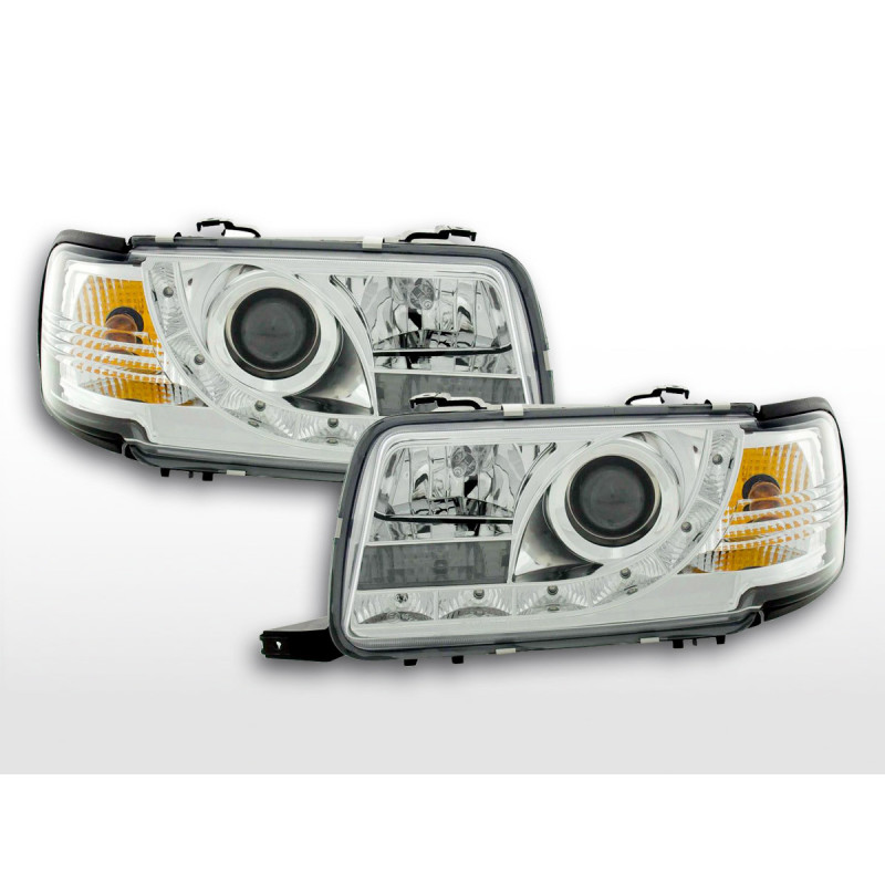 Phare Daylight LED DRL look Audi 80 type B4 91-94 chrome