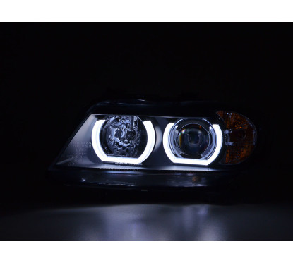 Phare Daylight LED DRL look BMW Série 3 E90 / E91 05-08 noir