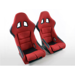Sièges sport FK Sièges baquets complets pour voiture Set Edition 2 tissu rouge 