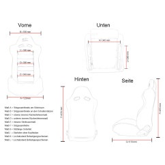 Sièges sport FK Sièges baquets complets pour voiture Set Edition 4 tissu noir 